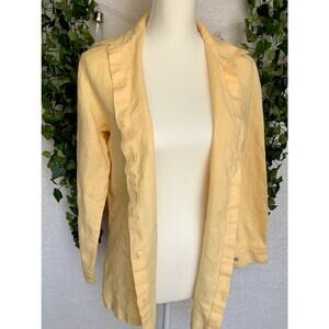 Comfy U.S.A Vintage Yellow 100% Linen Button Up Collared Shirt Women's SZ Small